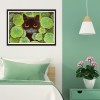 Lotus Leaf Cat- Full Round Diamond Painting