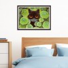 Lotus Leaf Cat- Full Round Diamond Painting