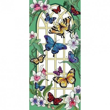 Flowers Butterflies-Full Round Diamond Painting