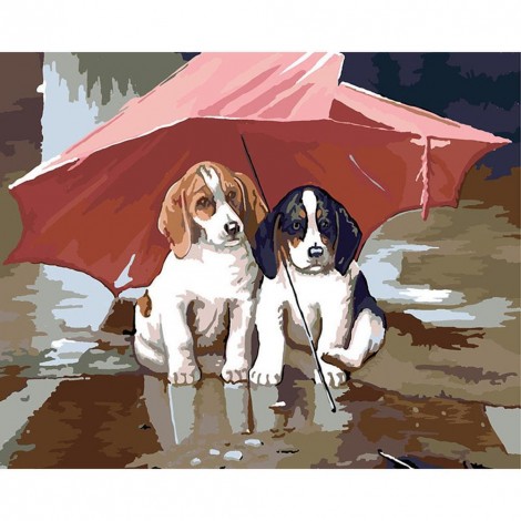 Umbrella Dog - Full Round Diamond Painting