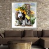 Dog with Sunflower - Partial Round Diamond Painting