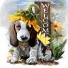 Dog with Sunflower - Partial Round Diamond Painting