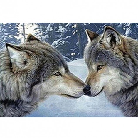 Two Wolves - Full Round Diamond Painting