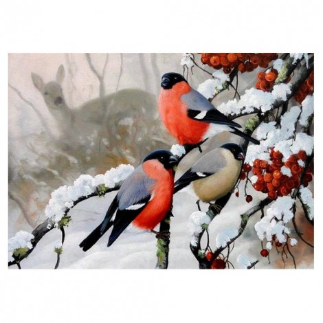 Winter Birds - Full Round Diamond Painting