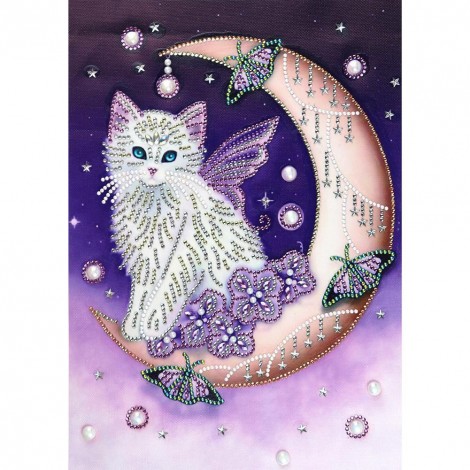Moon Cat - Crystal Rhinestone Diamond Painting