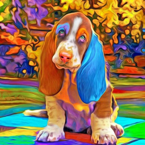 Colorful Dog - Full Round Diamond Painting