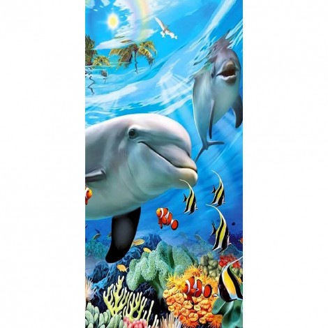 Dolphin - Full Round Diamond Painting(85x45cm)