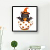 Pumpkin Cup Cat - Partial Round Diamond Painting