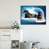 Dogs Moon - Full Round Diamond Painting