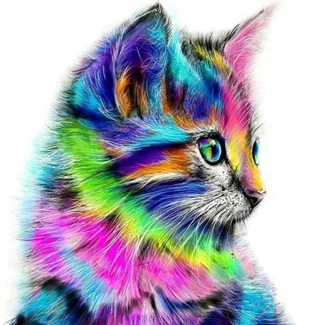 Colorful Cat - Partial Round Diamond Painting