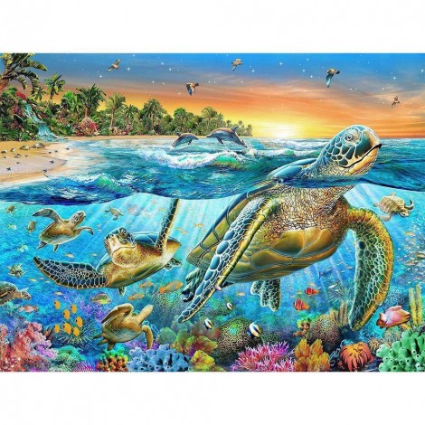 Sea Turtle Animal - Full Round Diamond Painting