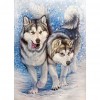 Snowflake Wolves- Full Round Diamond Painting