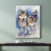 Snowflake Wolves- Full Round Diamond Painting