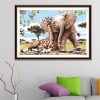 Giraffe Elephant - Full Round Diamond Painting(30*35cm)