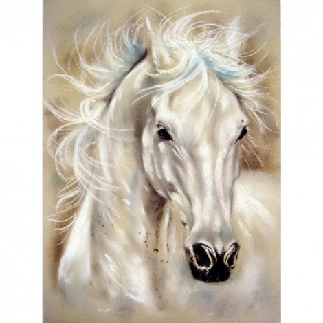White Horse - Full Round Diamond Painting