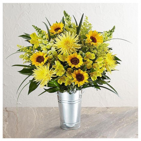 Yellow Flower Vase - Full Round Diamond Painting