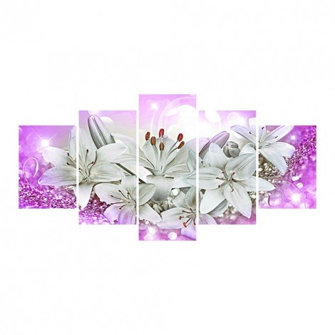 5pcs/set Flower - Full Round Diamond Painting(95*45cm)