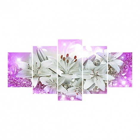 5pcs/set Flower - Full Round Diamond Painting(95*45cm)