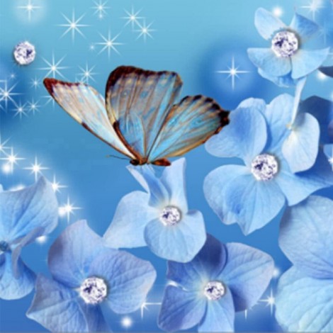 Butterfly Flowers - Full Round Diamond Painting