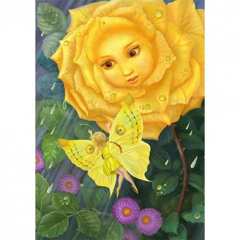 Butterfly Flower - Full Round Diamond Painting