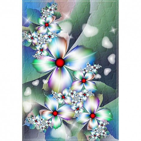 White Fantasy Flowers - Full Round Diamond Painting