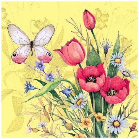 Butterfly Flower - Full Round Diamond Painting