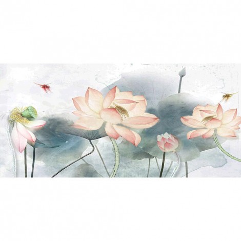 Lotus Flower - Full Round Diamond Painting(100x50cm)