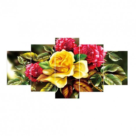 5pcs/set Flowers - Full Round Diamond Painting(95*45cm)