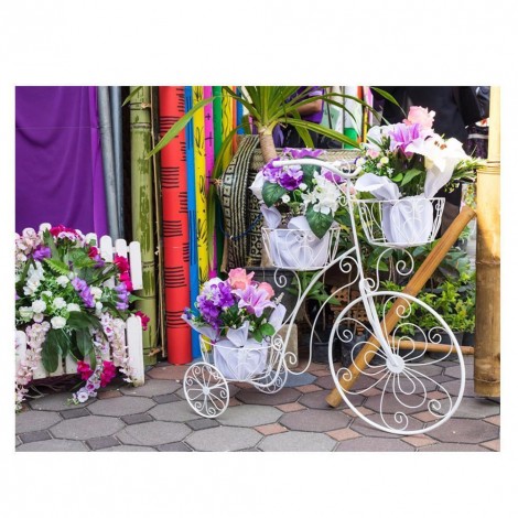 Flowers Bike - Full Round Diamond Painting