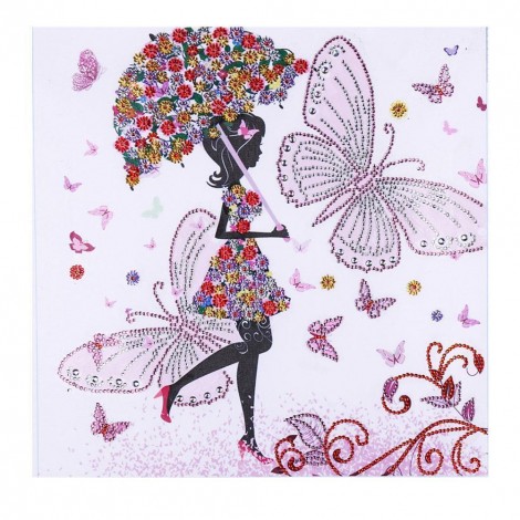 Girl Flower Umbrella - Crystal Rhinestone Diamond Painting