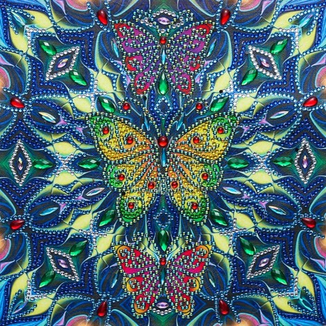 Butterfly Flower- Partial Round Diamond Painting