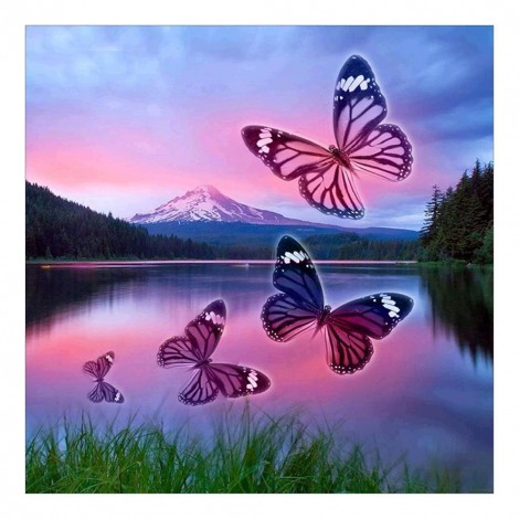 Butterfly Lake  - Full Round Diamond Painting