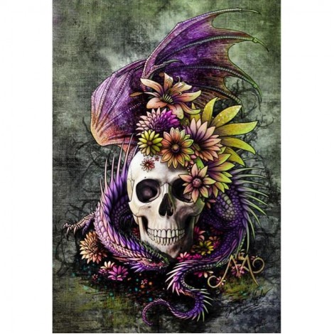 Flower Skull Head - Full Round Diamond Painting