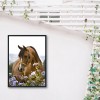 Silence Horse Flowers - Full Round Diamond Painting