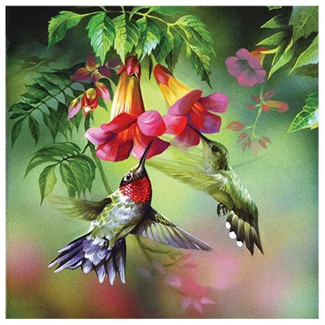 Birds Flowers - Full Round Diamond Painting