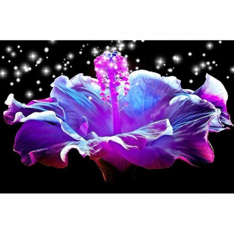 Blooming Purple Flower - Full Round Diamond Painting