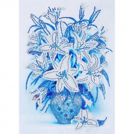 Blue Flowers - Crystal Rhinestone Diamond Painting