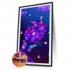 Purple Flower Butterfly-Full Round Diamond Painting