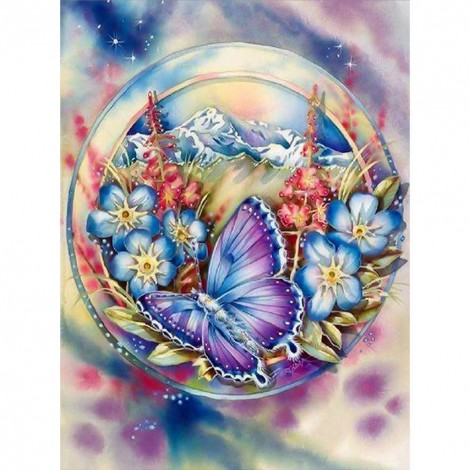 Flower Butterfly - Full Square Diamond Painting