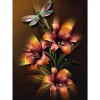 Orange Flower Dragonfly - Full Round Diamond Painting