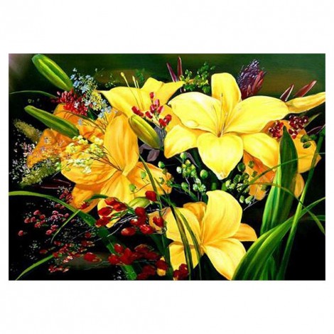 Yellow Lily Flower - Full Round Diamond Painting