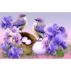 Purple Birds Flower - Full Round Diamond Painting