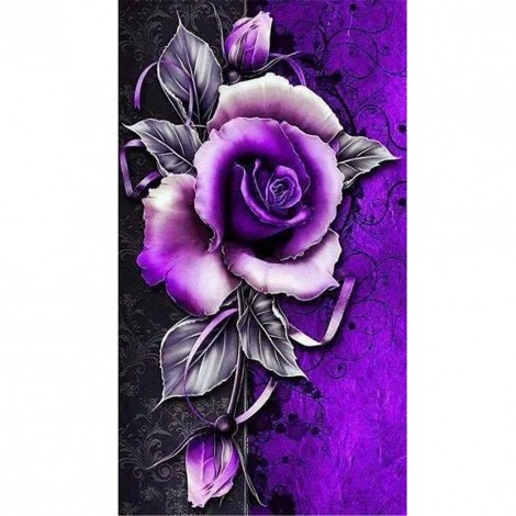 Purple Flowers-Full Round Diamond Painting