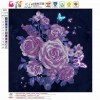 Purple Flowers - Partial Round Diamond Painting