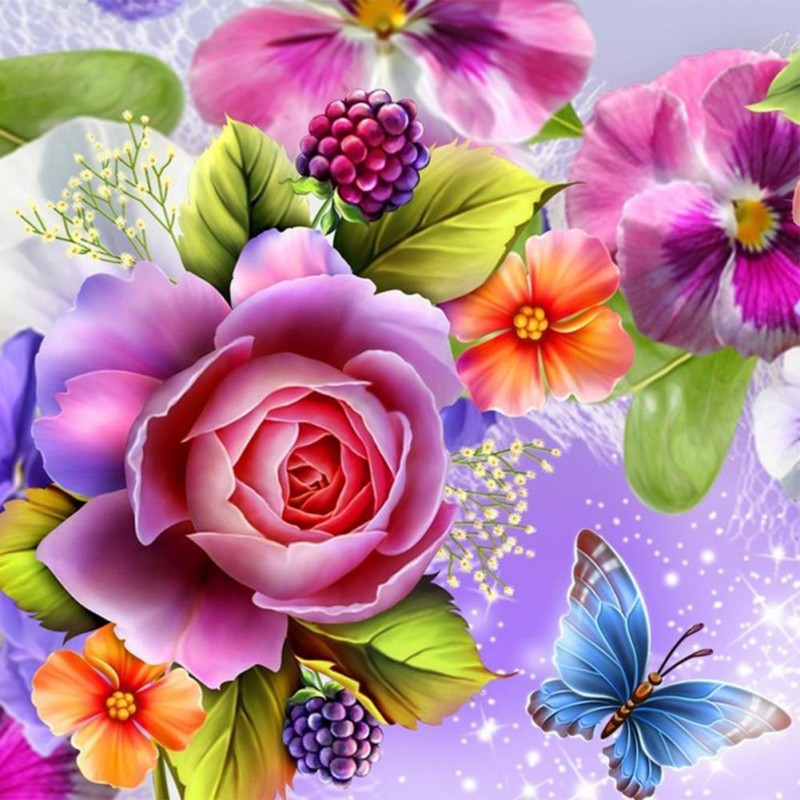 Flowers and Butterfl...