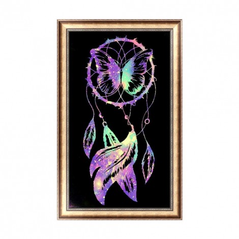 Butterfly Dream Catcher - Partial Round Diamond Painting(30*48cm)