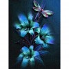 Blue Flower Dragonfly - Full Round Diamond Painting