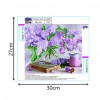 Purple Flowers - Partial Round Diamond Painting