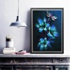 Blue Flower Dragonfly - Full Round Diamond Painting