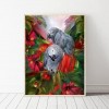 Gray Parrots Flower - Full Round Diamond Painting